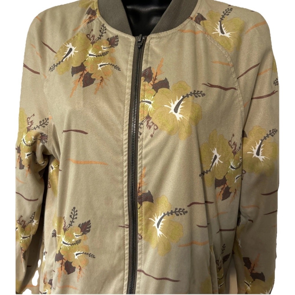 ZARA MAN Earth Tone Floral Bomber Flight Type Light Coat Jacket Size M Medium - Picture 2 of 8